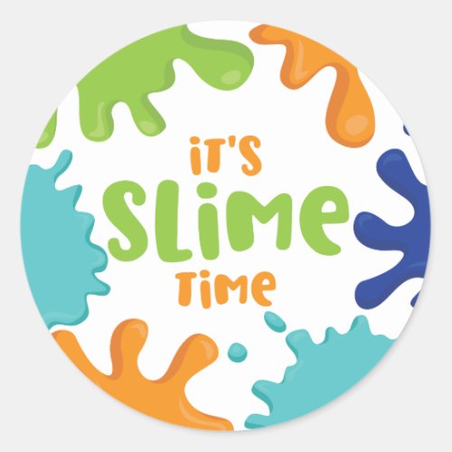 Slime Time Birthday Party Plates Orange Blue Green Classic Round Sticker