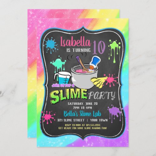 Slime Time Pastel Birthday Party Invitation