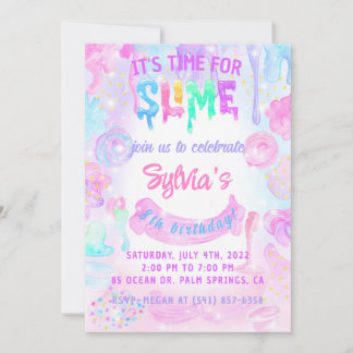 Slime Watercolor Invitation