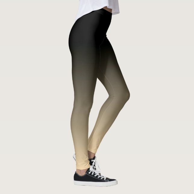 Slimming Black and Tan Gradient Horizon Leggings (Right)