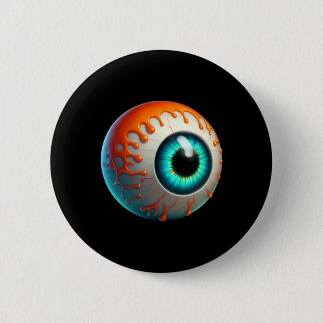 Slimy Human Eyell Creepy Halloween Funny Lazy Hall Button (Front)