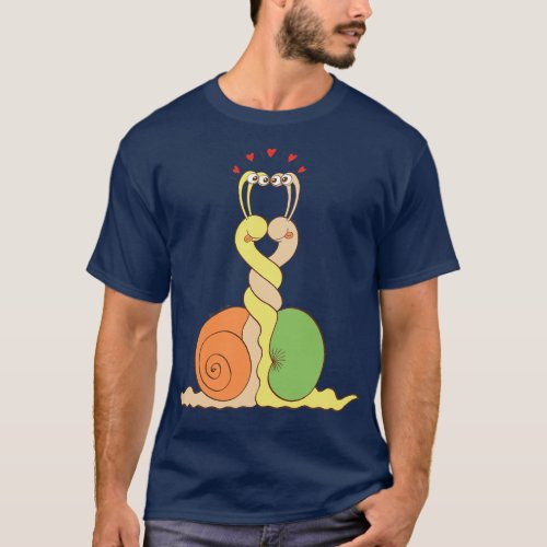 Slimy snails intertwining their bodies and falling T_Shirt