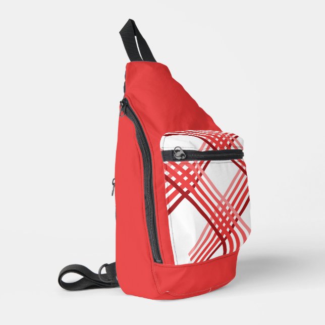 Sling Bag - Red Stripes Crossed  (Left Corner)