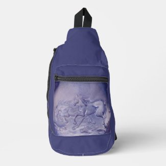 Sling Bag - Running Horses on Blue