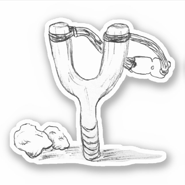 Sling Shot and Rocks Sketch Sticker (Front)