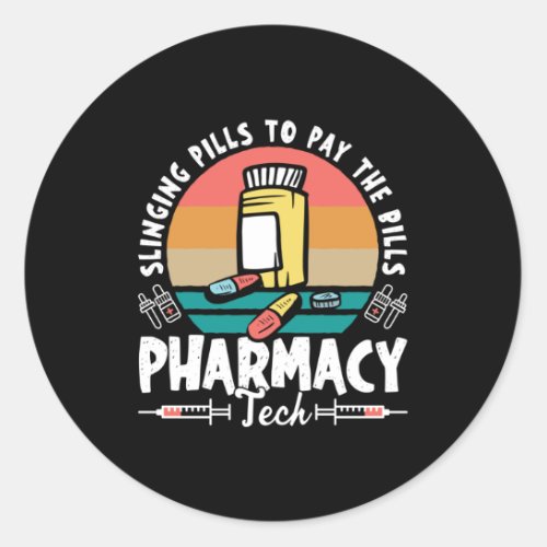 Slinging Pills Pharmacy Technician Pharmacist Gift Classic Round Sticker