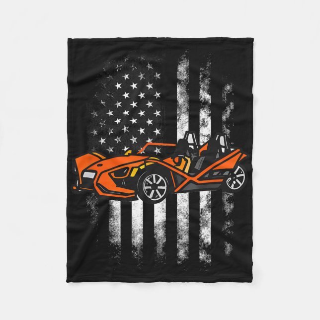 Slingshot Car American Usa Flag 4th Of July  Fleece Blanket (Front)
