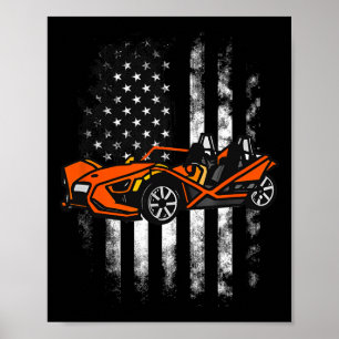 Slingshot Car American Usa Flag 4th Of July Poster