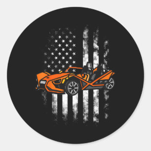 Slingshot Car American Usa Flag 4th Of July Slings Classic Round Sticker