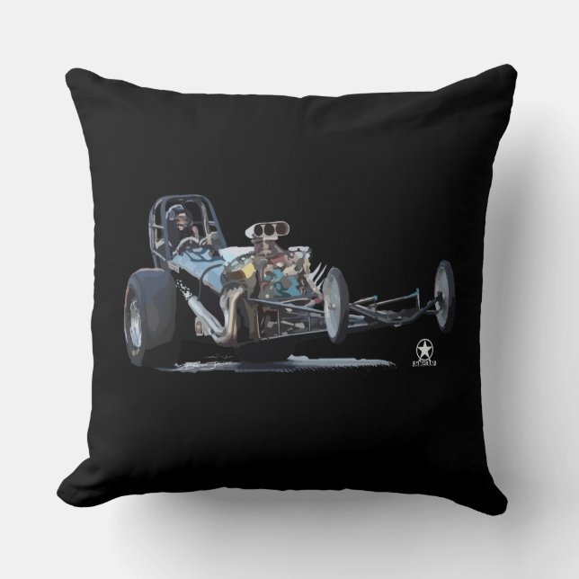 Slingshot Dragster Throw Pillow (Front)