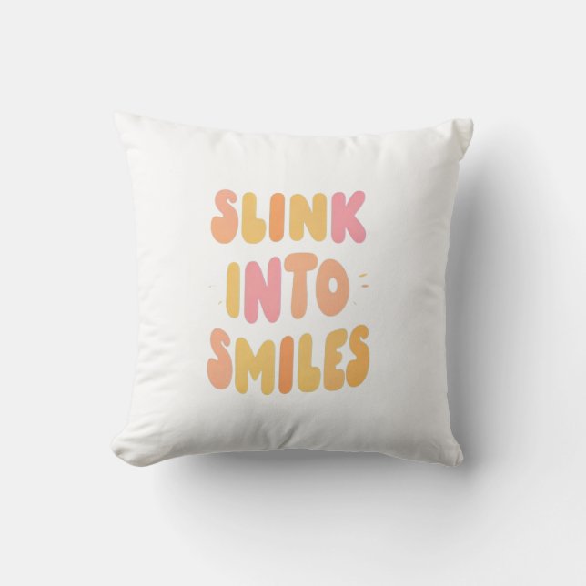 Slink Into Smiles Throw Pillow (Front)