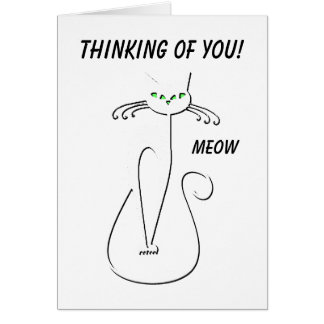 Slinky Black Cat Custom Text Green Eyes Blank  Cards