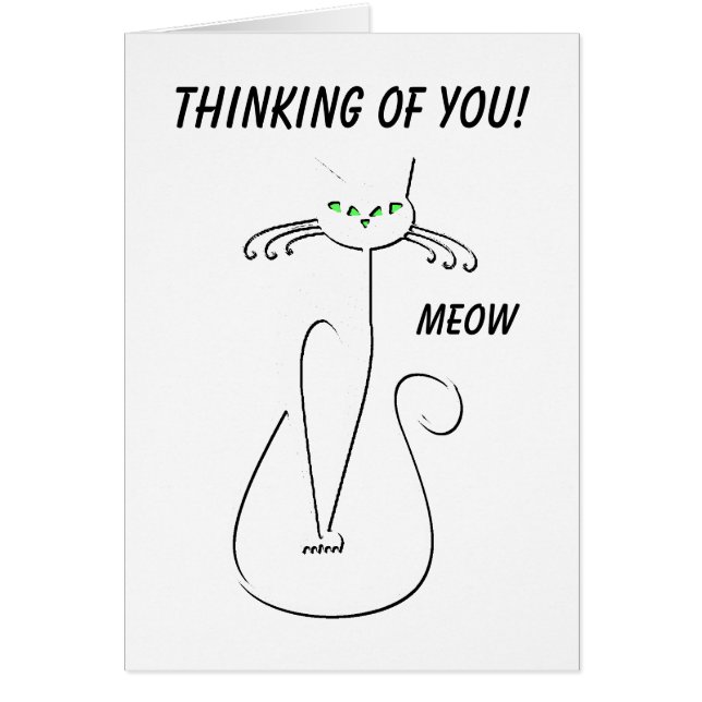 Slinky Black Cat Custom Text Green Eyes Blank  Cards (Front)