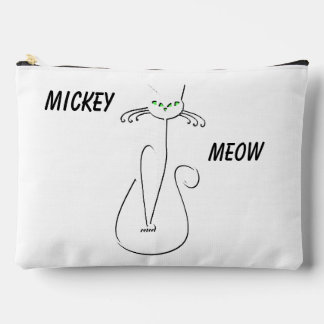 Slinky Black Cat Meow Meow Custom Text Green Eyes Accessory Pouch