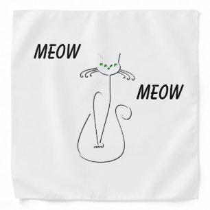 Slinky Black Cat Meow Meow Custom Text Green Eyes Bandana