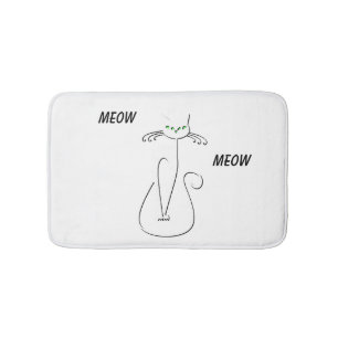Slinky Black Cat Meow Meow Custom Text Green Eyes Bath Mat