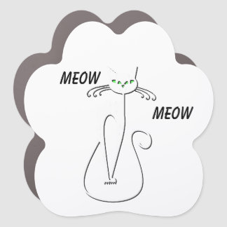Slinky Black Cat Meow Meow Custom Text Green Eyes Car Magnet