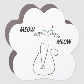 Slinky Black Cat Meow Meow Custom Text Green Eyes Car Magnet
