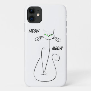 Slinky Black Cat Meow Meow Custom Text Green Eyes iPhone 11 Case