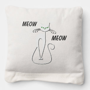 Slinky Black Cat Meow Meow Custom Text Green Eyes Cornhole Bags
