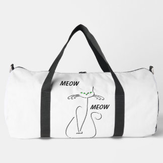 Slinky Black Cat Meow Meow Custom Text Green Eyes Duffle Bag