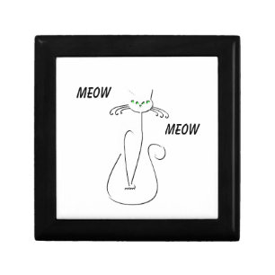 Slinky Black Cat Meow Meow Custom Text Green Eyes Gift Box