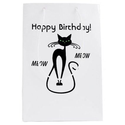 Slinky Black Cat Meow Meow Custom Text Green Eyes