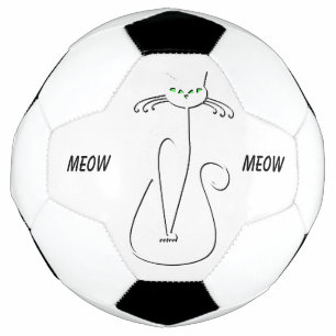 Slinky Black Cat Meow Meow Custom Text Green Eyes Soccer Ball