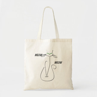 Slinky Black Cat Meow Meow Custom Text Green Eyes Tote Bag