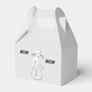 Slinky Black Cat Meow Meow Green Eyes on Gray Favor Boxes