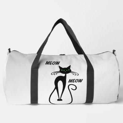 Slinky Black Cat Meow Meow Green Eyes on Silver