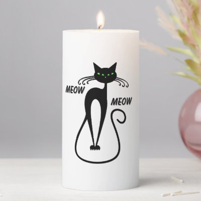 Slinky Black Cat Meow Meow Green Eyes
