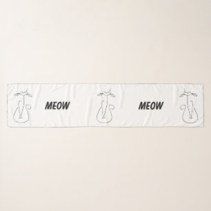 Slinky Black Cat Meow Meow Green Eyes Scarf