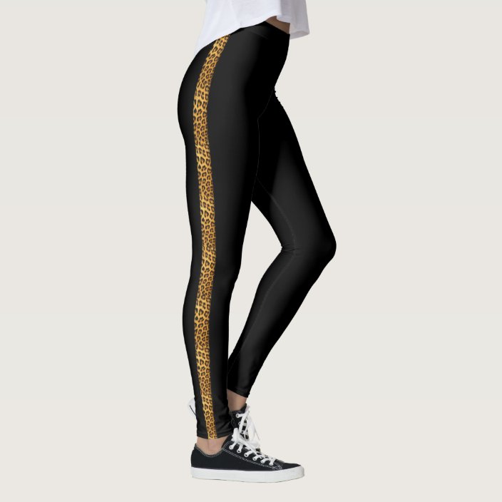 black leggings with leopard stripe