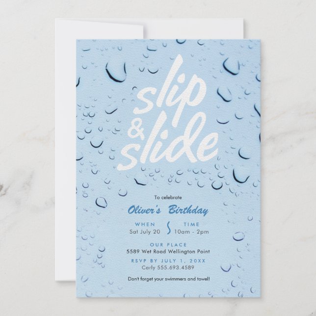 Slip and Slide Pool Birthday Party Invitation (Front)