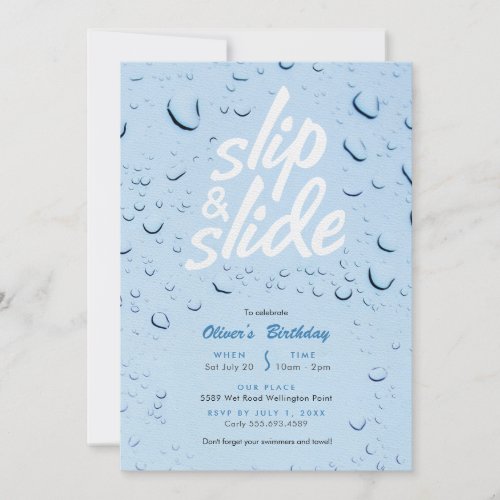 Slip and Slide Pool Birthday Party Invitation
