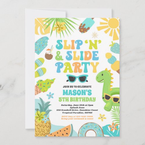 Slip n Slide Splash Pad Summer Birthday Party Invitation