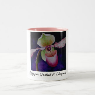 Slipper Orchid P. Chiquita Watercolor Art Two-Tone Coffee Mug