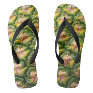 Slippers with pineapple print close up