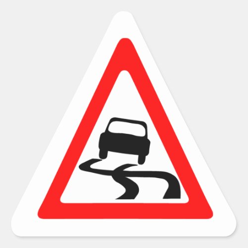 Slippery Road Warning Symbol Triangle Sticker