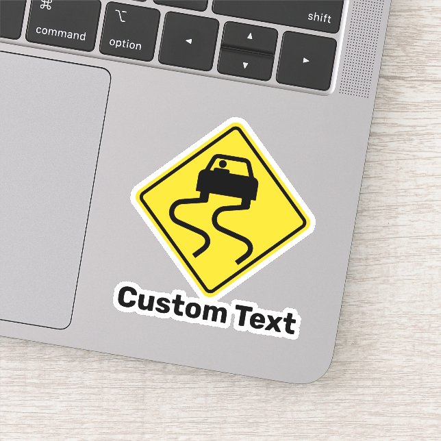 Slippery Road when Wet Sticker (Detail)