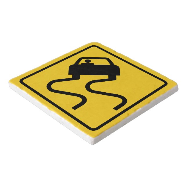 Slippery Road when Wet Trivet (Corner)