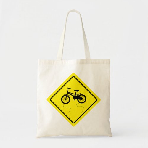 Slippery When Wet Bike Sign Budget Tote Bag