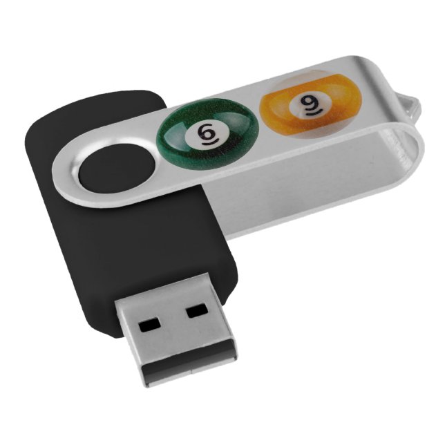 SlipperyJoe 69 hard pool table two billiard balls  Flash Drive (Angled)