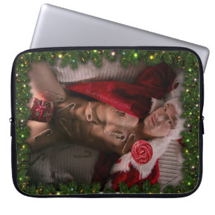 SlipperyJoe candy canes male chest lollipop colorf Laptop Sleeve