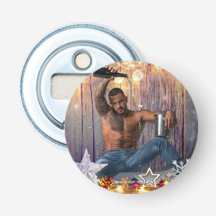 SlipperyJoe Christmas-themed wet hairy shirtless m Bottle Opener