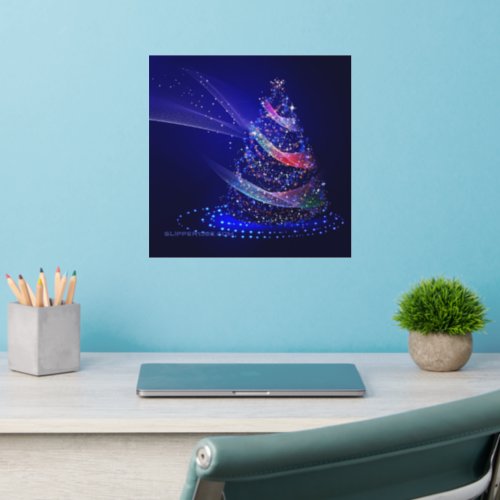 SlipperyJoe Christmas tree beautiful colorful Chri Wall Decal