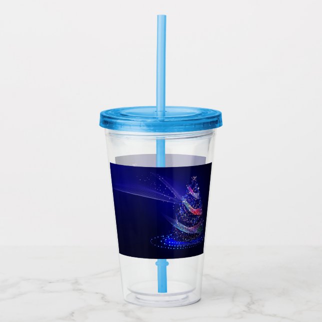 SlipperyJoe Christmas tree digital translucent red Acrylic Tumbler (Front)