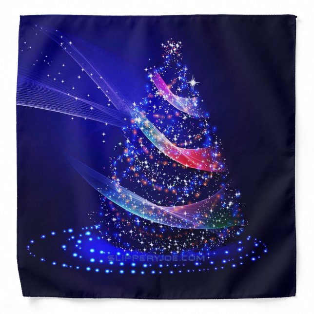 SlipperyJoe Christmas tree digital translucent red Bandana (Front)