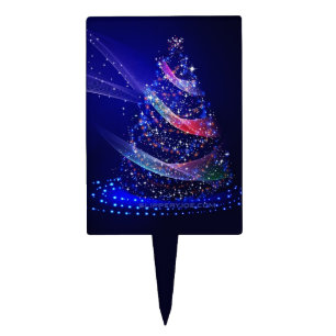 SlipperyJoe Christmas tree digital translucent red Cake Topper